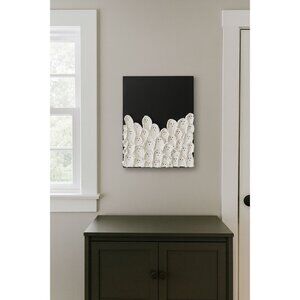 Hand Crafted Textured Ghost Black Canvas Wall Art – Made in Canada – 37 x 29 cm